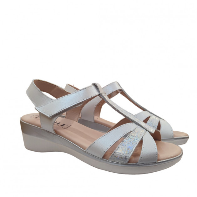 Sandalias cuña Puche piel blanco