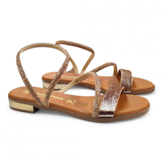 Sandalias planas elegantes bronce Sparwoman