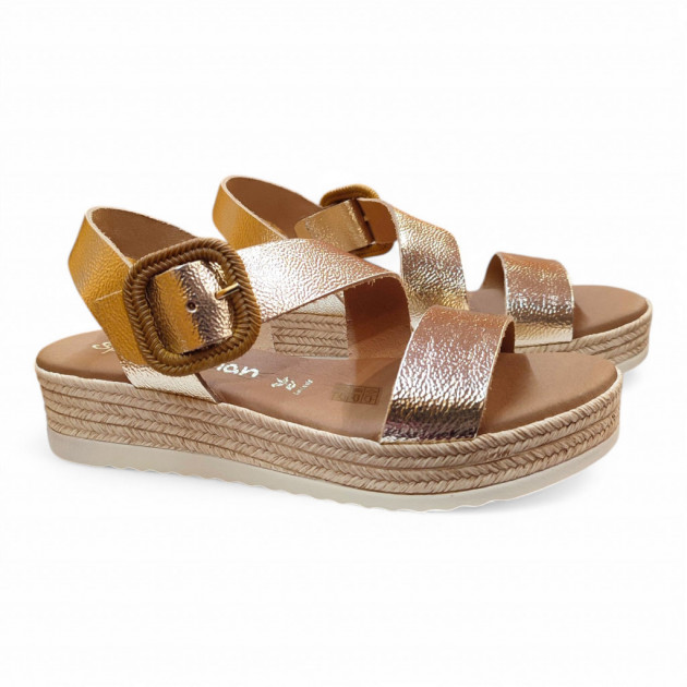 Sandalias plataforma doradas Sparwoman piel