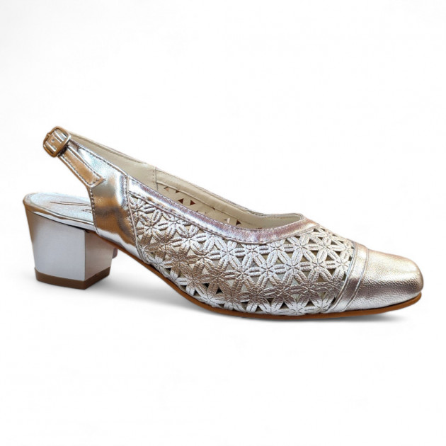 Sandalias vestir ANCHO ESPECIAL piel plata