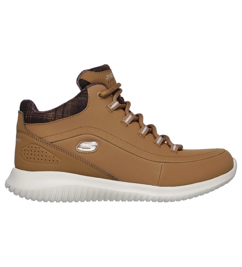 Skechers Botines de piel Ultra Flex Just Chill marrón