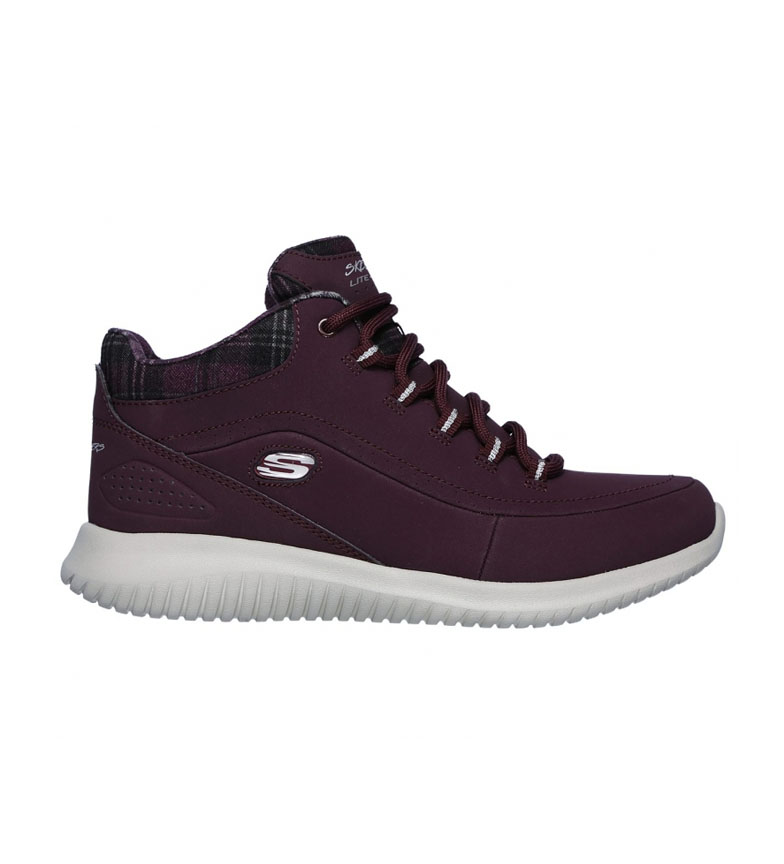 Skechers Botines de piel Ultra Flex Just Chill burdeos