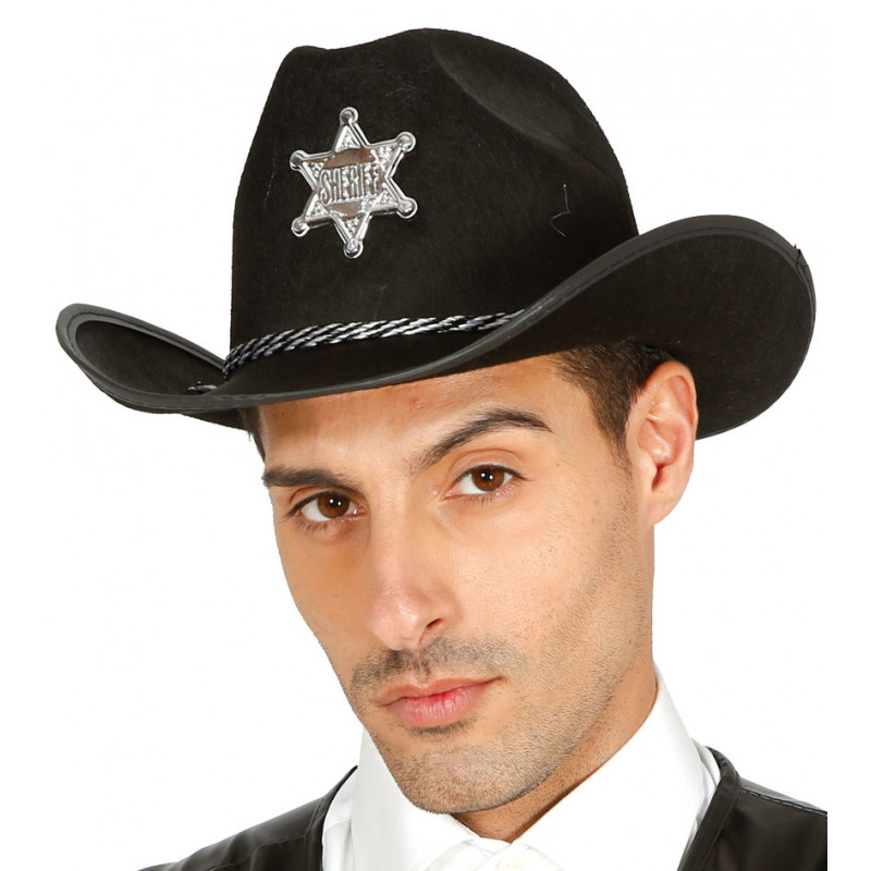 Sombrero negro de Sheriff del viejo oeste-2019-2F1-13547