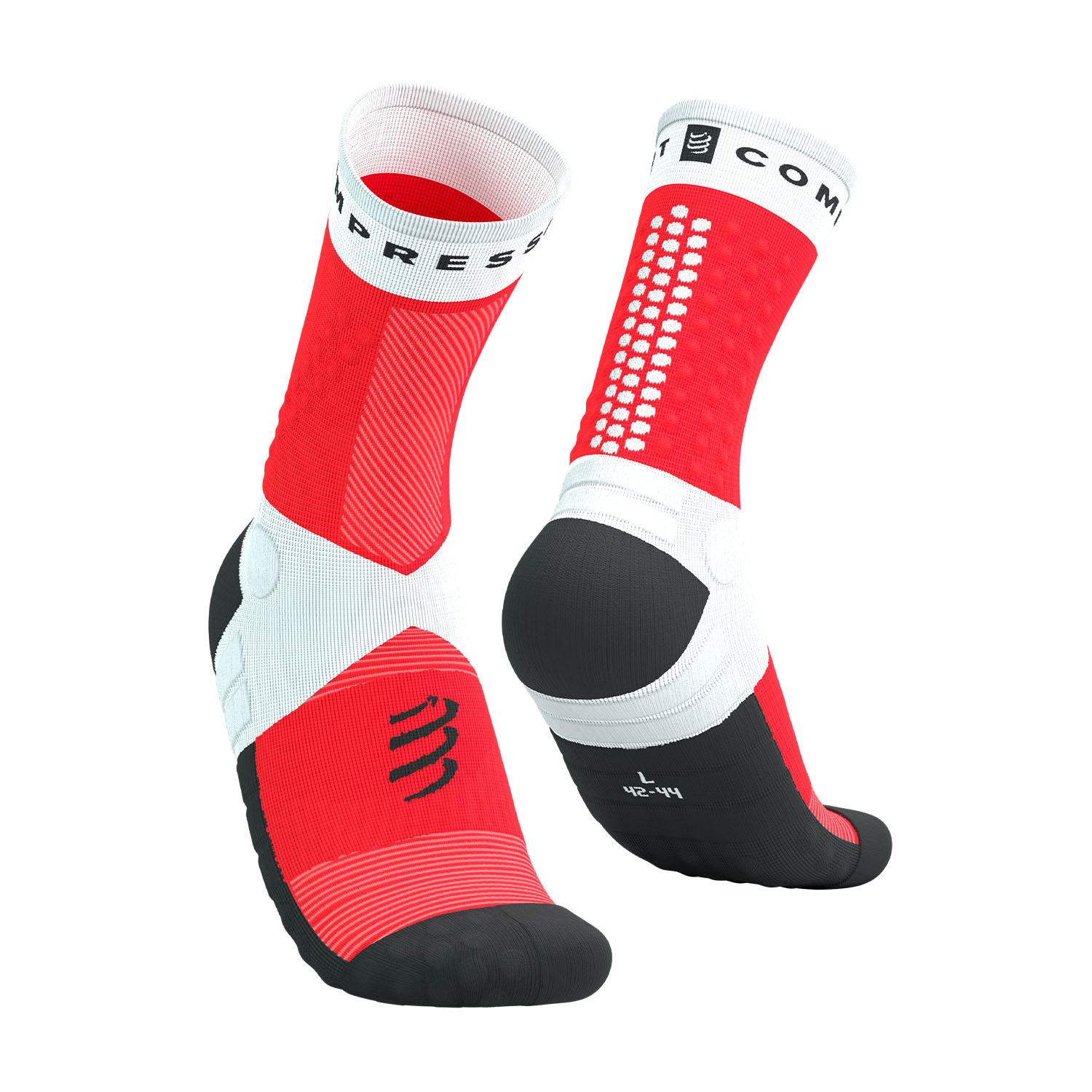 Compressport Ultra Trail V2.0 Calcetines White/Fluo Red