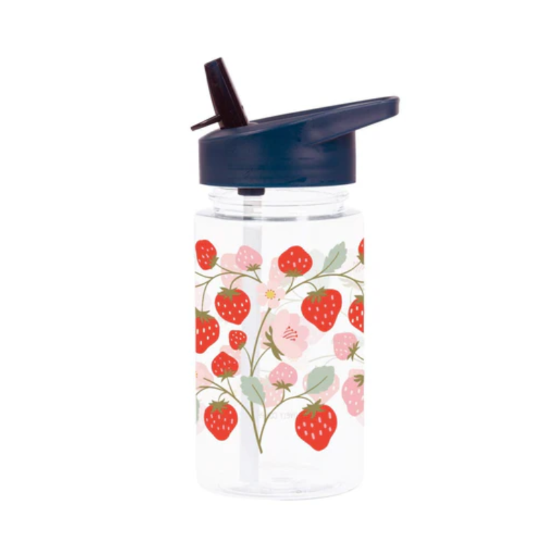 Botella con pajita 450ml - A Little Lovely Company Strawberries