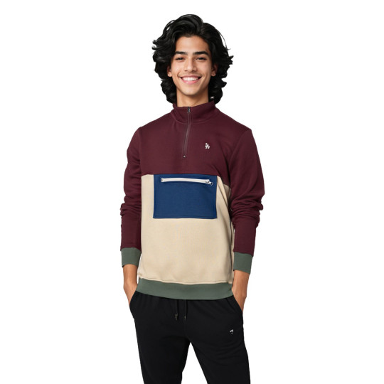 Sudadera 47 Brand MLB Los Angeles Dodgers Color Block Dark Maroon