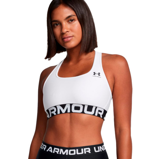 Sujetador Under Armour HeatGear Mid Branded Mujer white-black