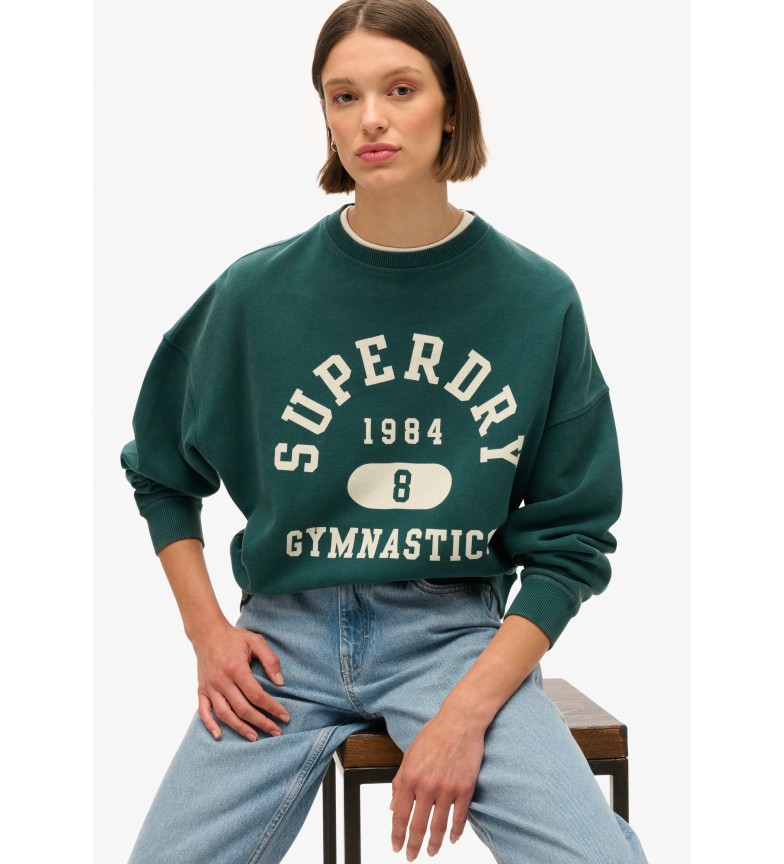 Superdry Sudadera extragrande estampada Athletic Essentials verde