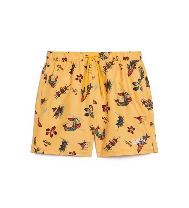 Superdry Bañador con estampado hawaiano reciclado amarillo