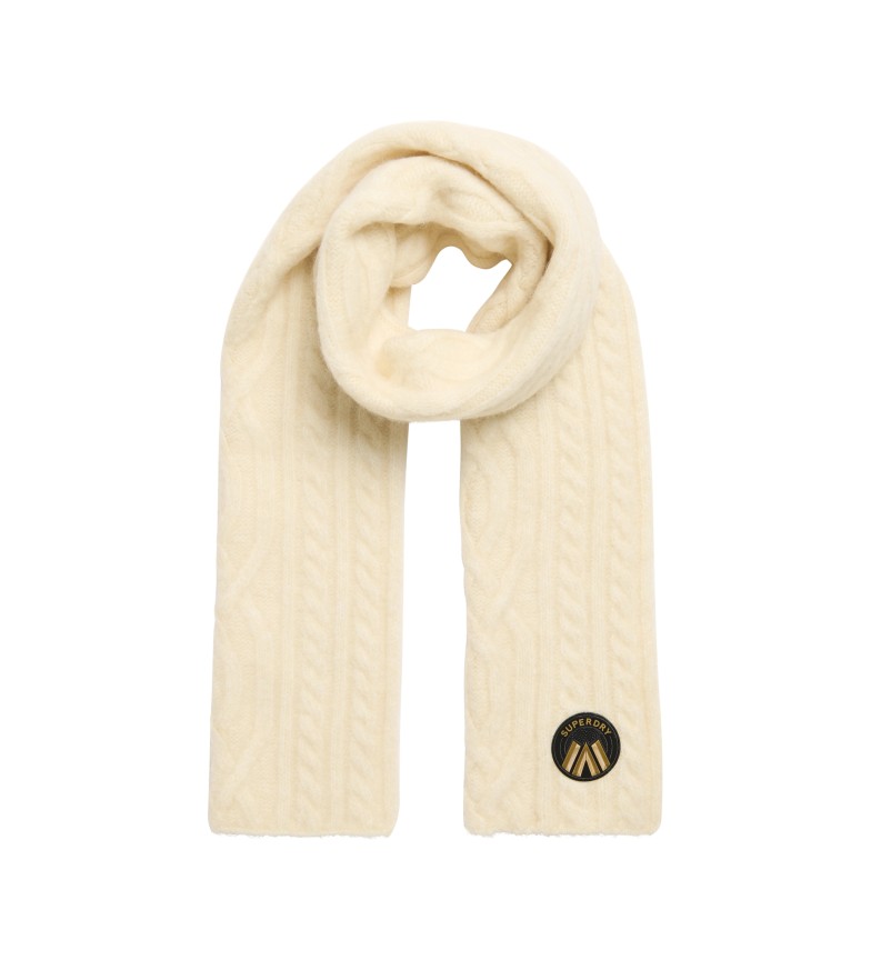 Superdry Bufanda de punto de lujo con cable beige