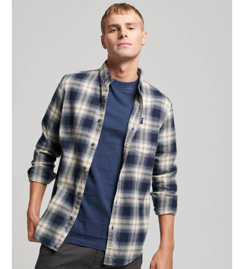 Superdry Camisa de leñador de algodón orgánico a cuadros marino