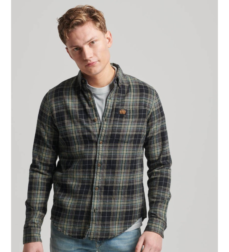 Superdry Camisa de leñador de algodón orgánico a cuadros verde