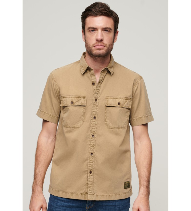 Superdry Camisa militar de manga corta marrón
