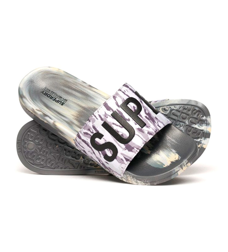 Superdry Chanclas con estampado de camuflaje gris