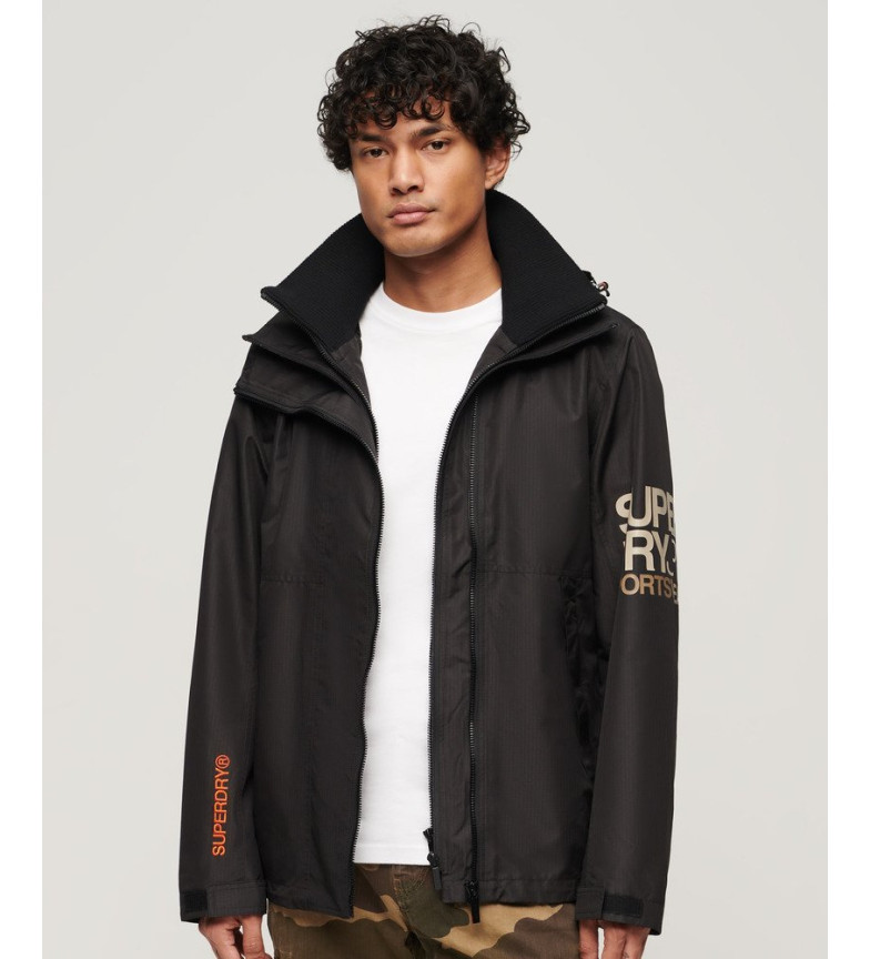 Superdry Chaqueta cortavientos con capucha Yachter SD negro