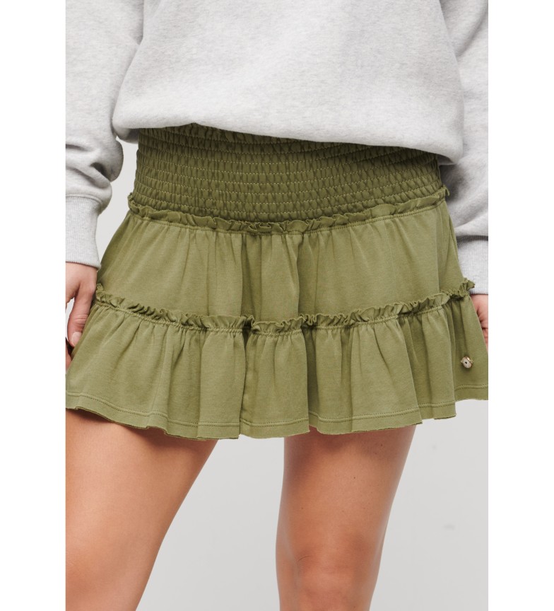 Superdry Minifalda de punto escalonada verde