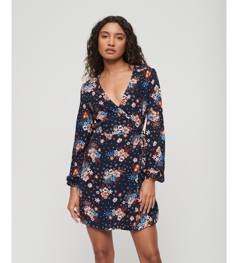 Superdry Minivestido cruzado con estampado marino