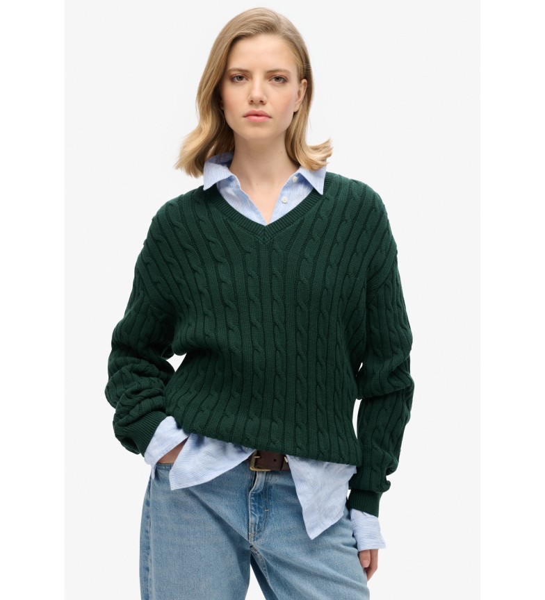 Superdry Jersey Oversize Cable verde