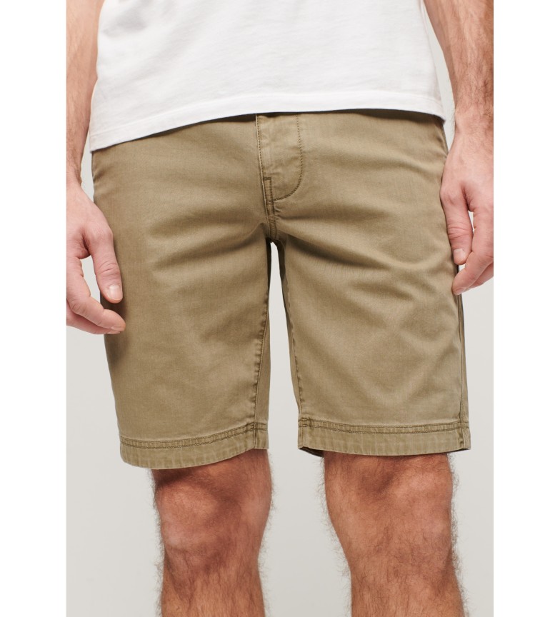 Superdry Pantalón chino corto Officer marrón claro