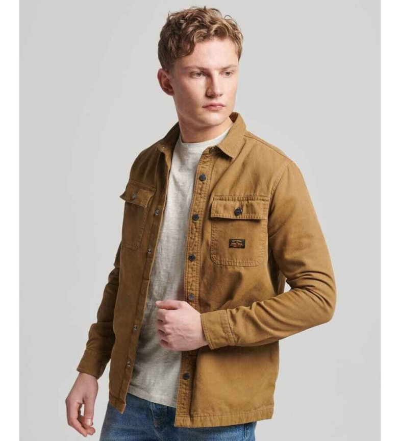Superdry Sobrecamisa de lona Workwear marrón