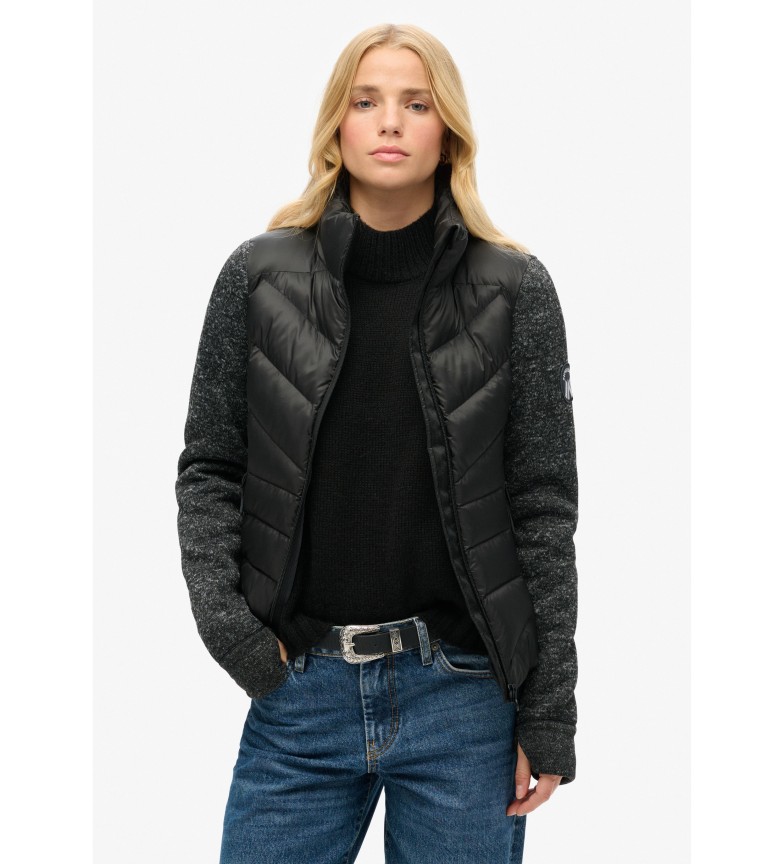 Superdry Chaqueta híbrida de punto Storm negro