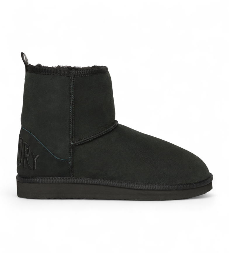 Superdry Botines de ante y sherpa negro