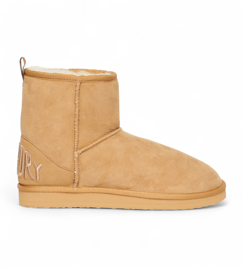 Superdry Botines de ante y sherpa beige