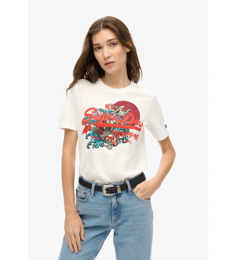 Superdry Camiseta gráfica de corte relajado con logotipo Tokyo Vintage blanco