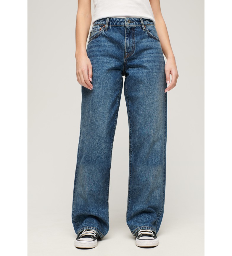 Superdry Jeans talle medio y pernera ancha azul