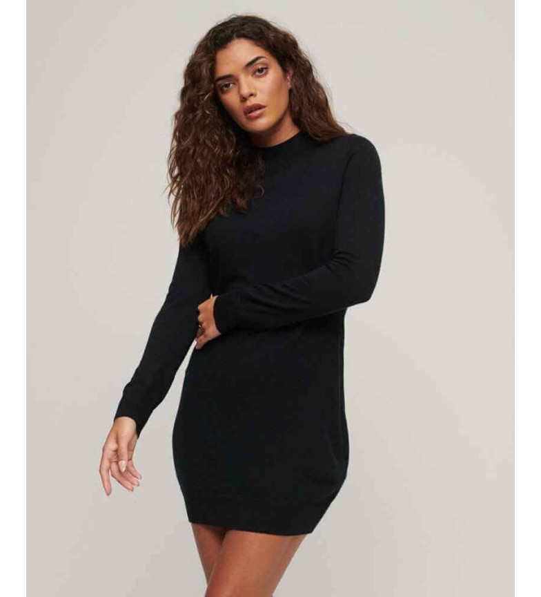 Superdry Vestido de punto de manga larga en lana negro
