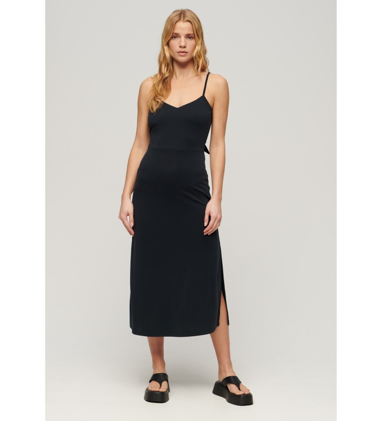 Superdry Vestido de punto con espalda abierta negro