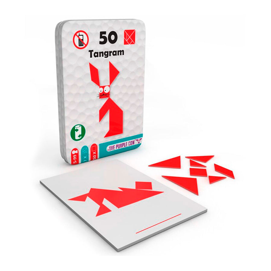 Tangram Magnético, juego de viaje en lata con 50 retos - The Purple Cow