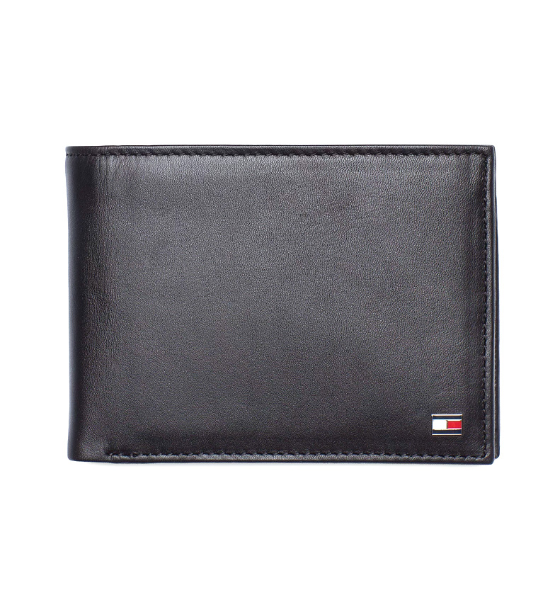Tommy Hilfiger Cartera de piel Plegable negro - 13x2x9.5cm -