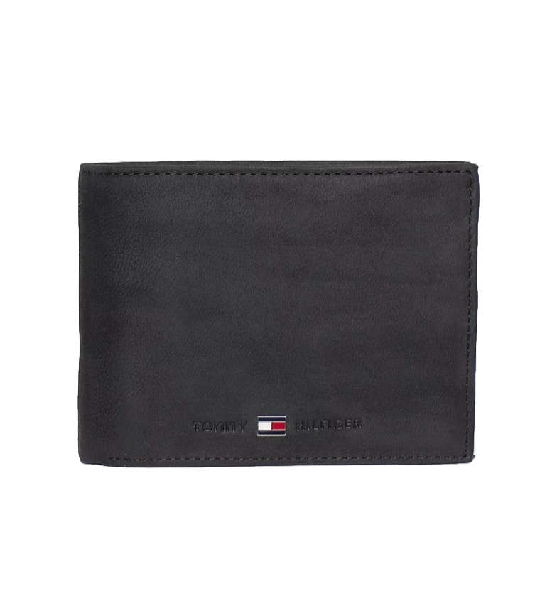 Tommy Hilfiger Cartera de piel Johnson CC negro -13x9.5x3cm-