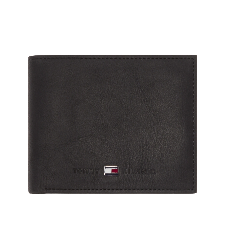 Tommy Hilfiger Cartera de piel Johnson negro -11x3x7cm-