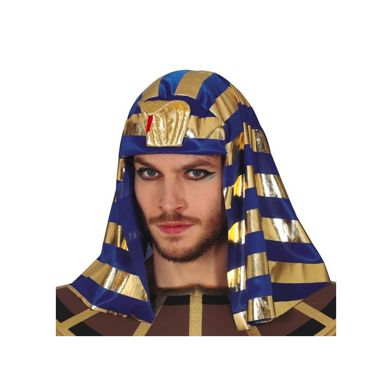 Tocado faraón oro / azul - Tocado egipcio metalizado-13247