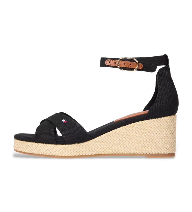Tommy Hilfiger Alpargatas con cuña y tiras cruzadas negro