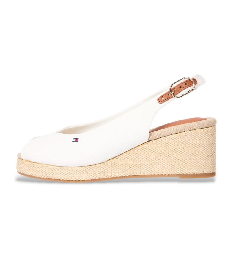Tommy Hilfiger Alpargatas destalonadas de lona con cuña blanco