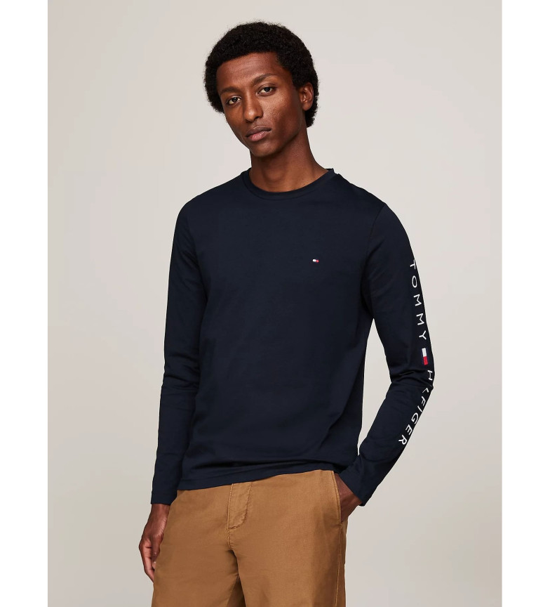 Tommy Hilfiger Camiseta de manga larga con logo marino