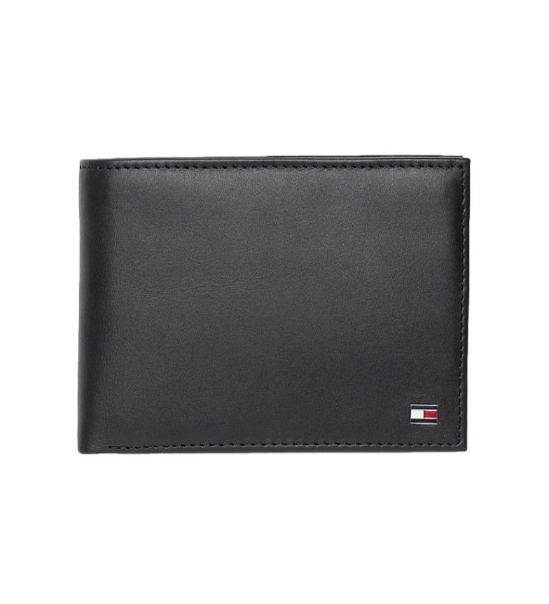 Tommy Hilfiger Cartera de piel Eton CC Coin Pocket negro -13x2x9,5cm-