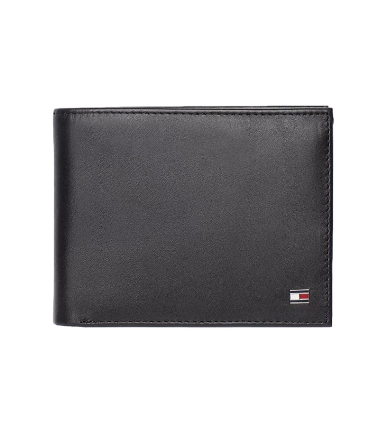 Tommy Hilfiger Cartera de piel Eton Trifold negro -13x3x10cm-