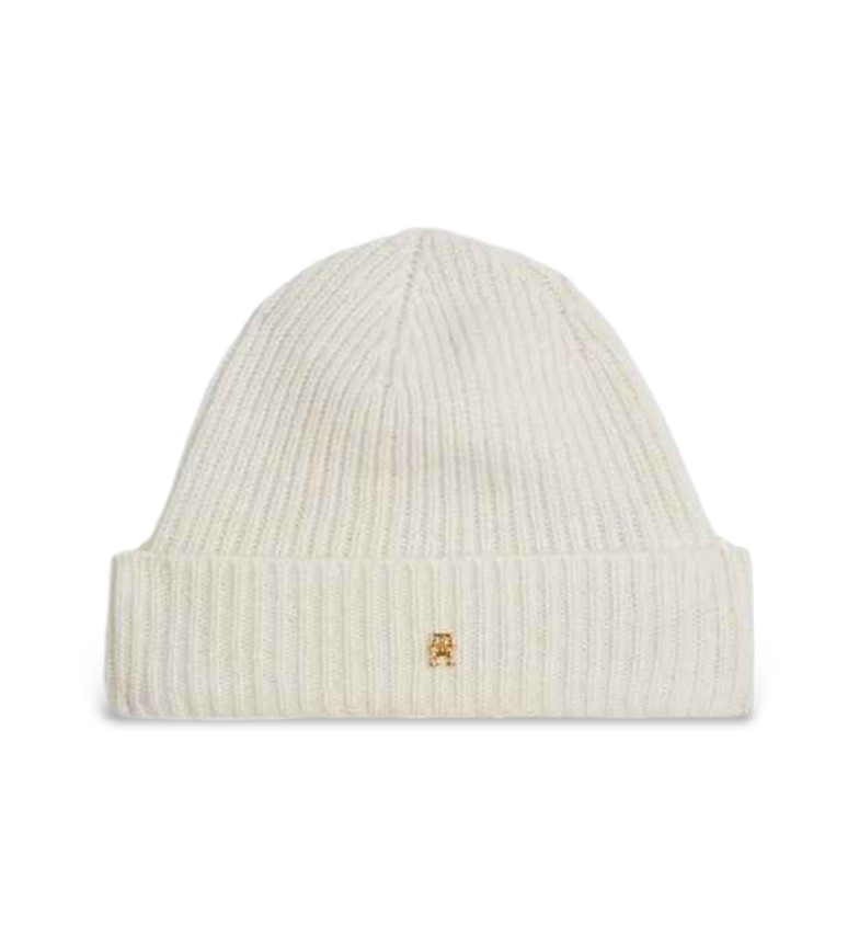 Tommy Hilfiger Gorro de punto elástico en cachemira blanco