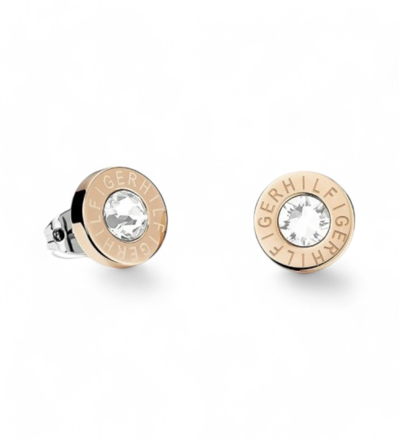 Tommy Hilfiger Pendientes de boton acero inoxidable rosa dorado
