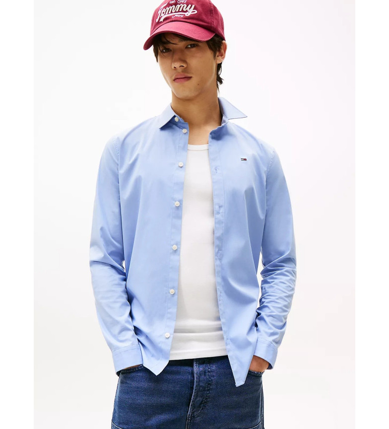 Tommy Jeans Camisa Popelín Original Stretch lavanda