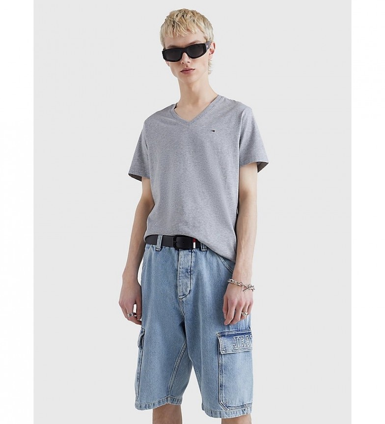 Tommy Jeans Camiseta TJM Original Jersey V Neck Tee gris