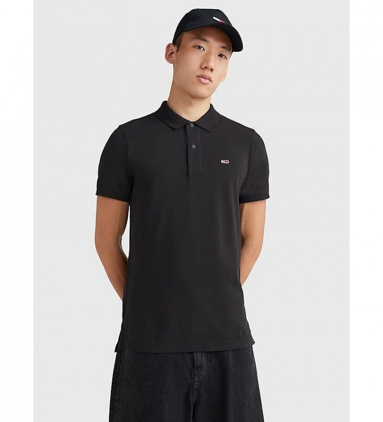 Tommy Jeans Polo de puro algodón con corte slim negro
