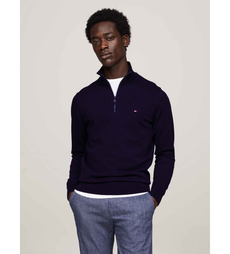 Tommy Hilfiger Jersey 1985 Zip Mock marino