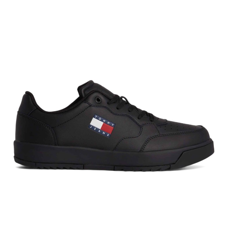 Tommy Hilfiger Zapatillas de piel con media suela dentada negro