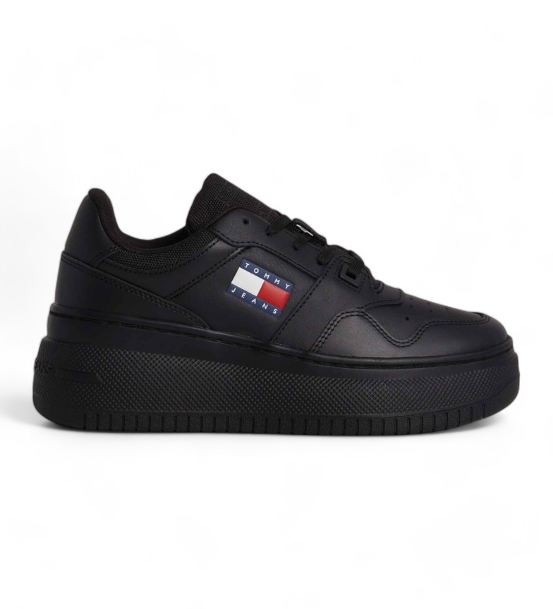 Tommy Hilfiger Zapatillas retro de piel con plataforma negro