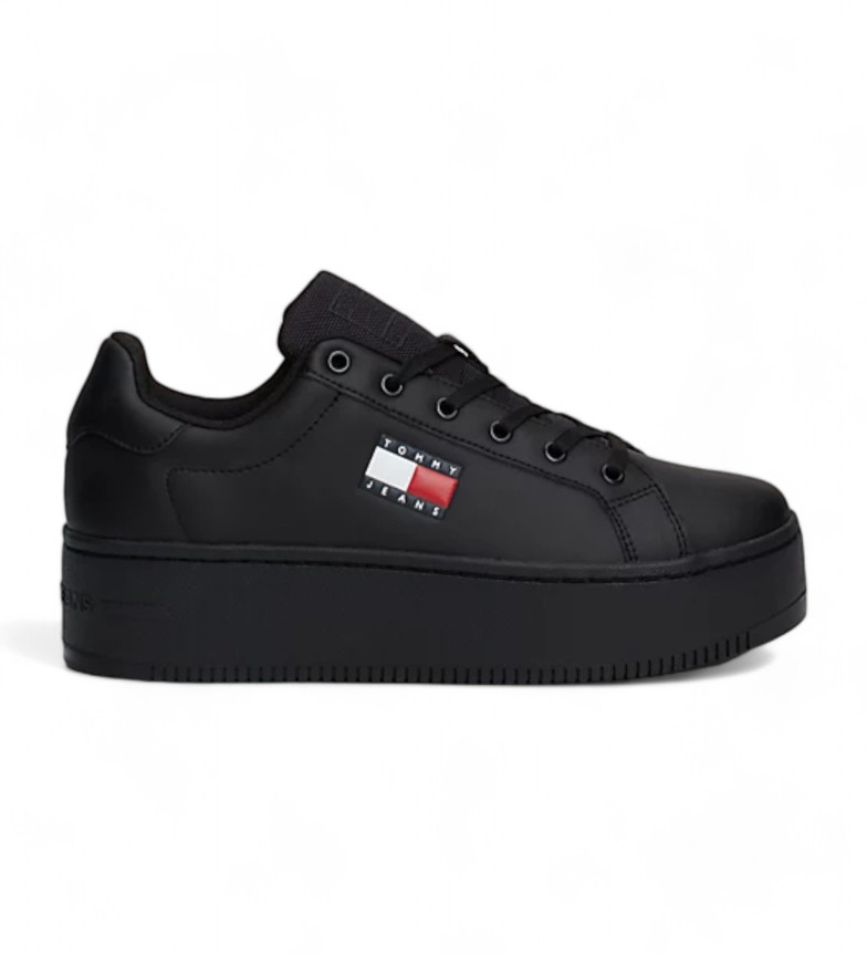 Tommy Jeans Zapatillas de piel con plataforma negro